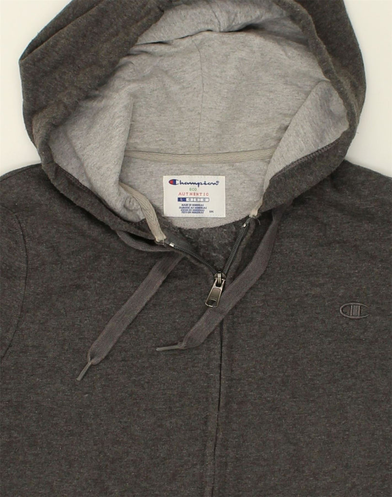 CHAMPION Mens Zip Hoodie Sweater Large Grey Cotton | Vintage Champion | Thrift | Second-Hand Champion | Used Clothing | Messina Hembry 