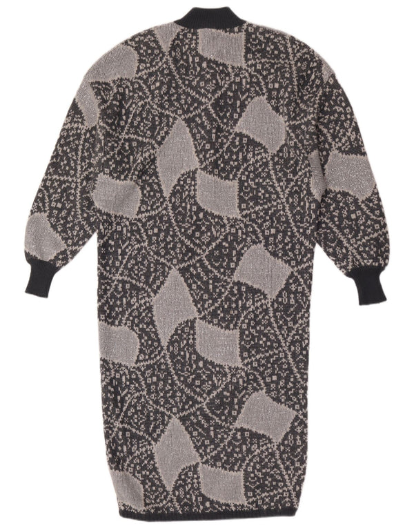 Vetta Womens Long Sleeve Jumper Dress IT 44 Medium Grey Geometric Mohair