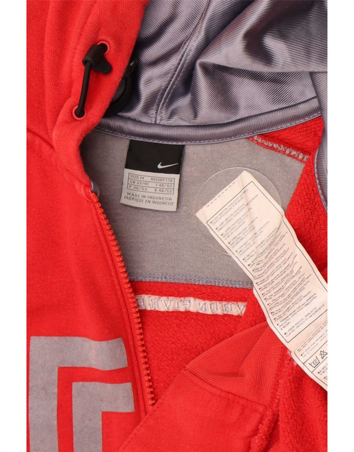 Nike Mens Graphic Zip Hoodie Sweater Medium Red Colourblock Cotton