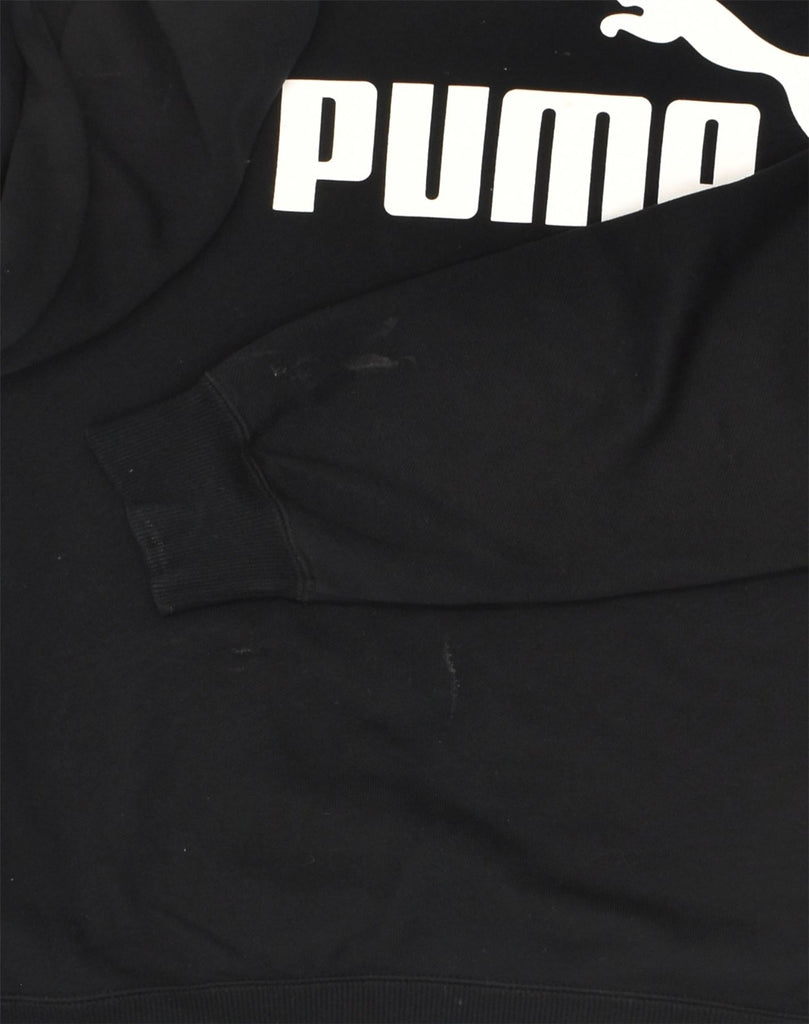 PUMA Mens Graphic Sweatshirt Jumper Medium Black Cotton | Vintage Puma | Thrift | Second-Hand Puma | Used Clothing | Messina Hembry 