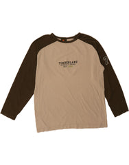 TIMBERLAND Boys Graphic T-Shirt Top 15-16 Years  Beige Colourblock Cotton