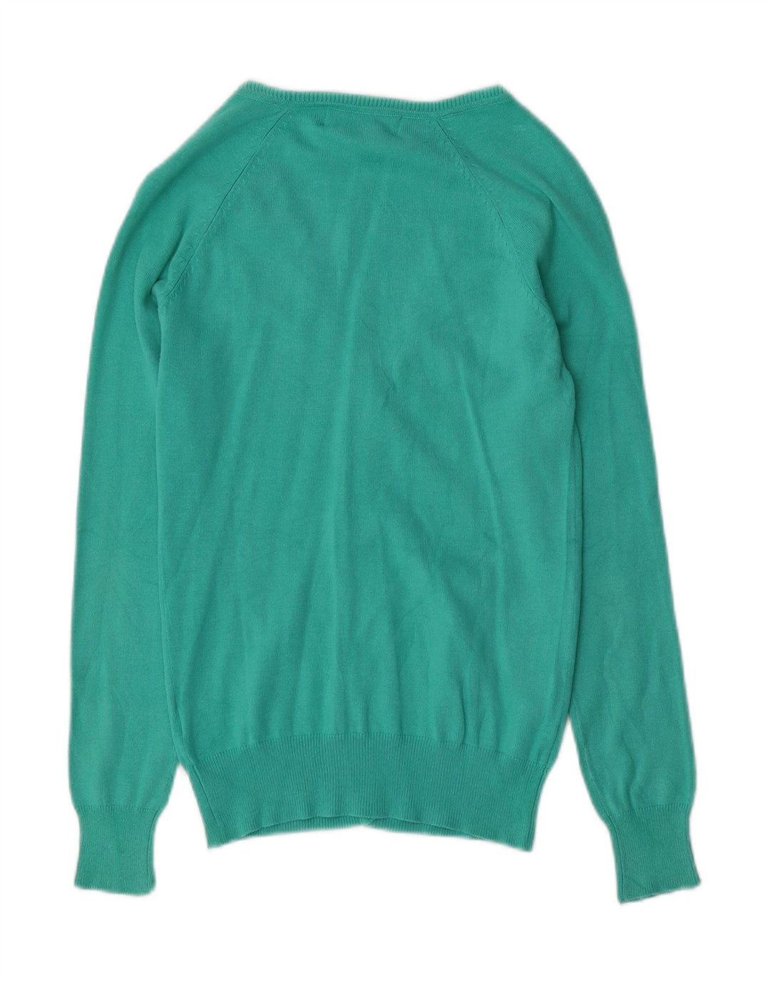 Zara Womens Cardigan Sweater UK 10 Small Turquoise Cotton