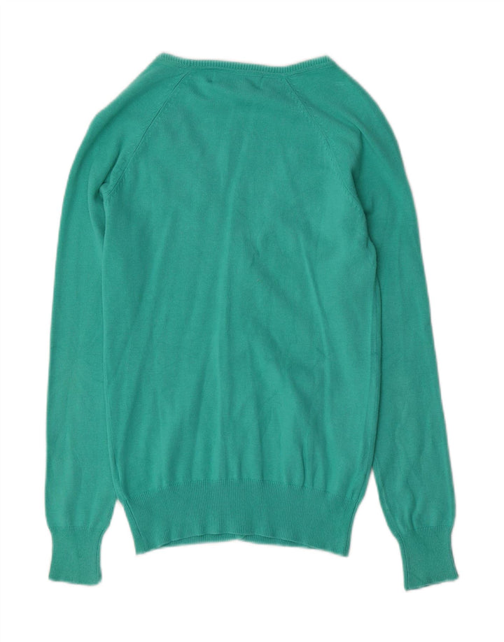 Zara Womens Cardigan Sweater UK 10 Small Turquoise Cotton