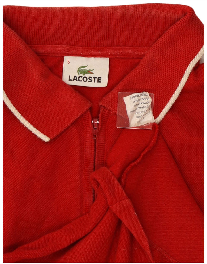 LACOSTE Mens Polo Shirt Size 5 Large Red Cotton