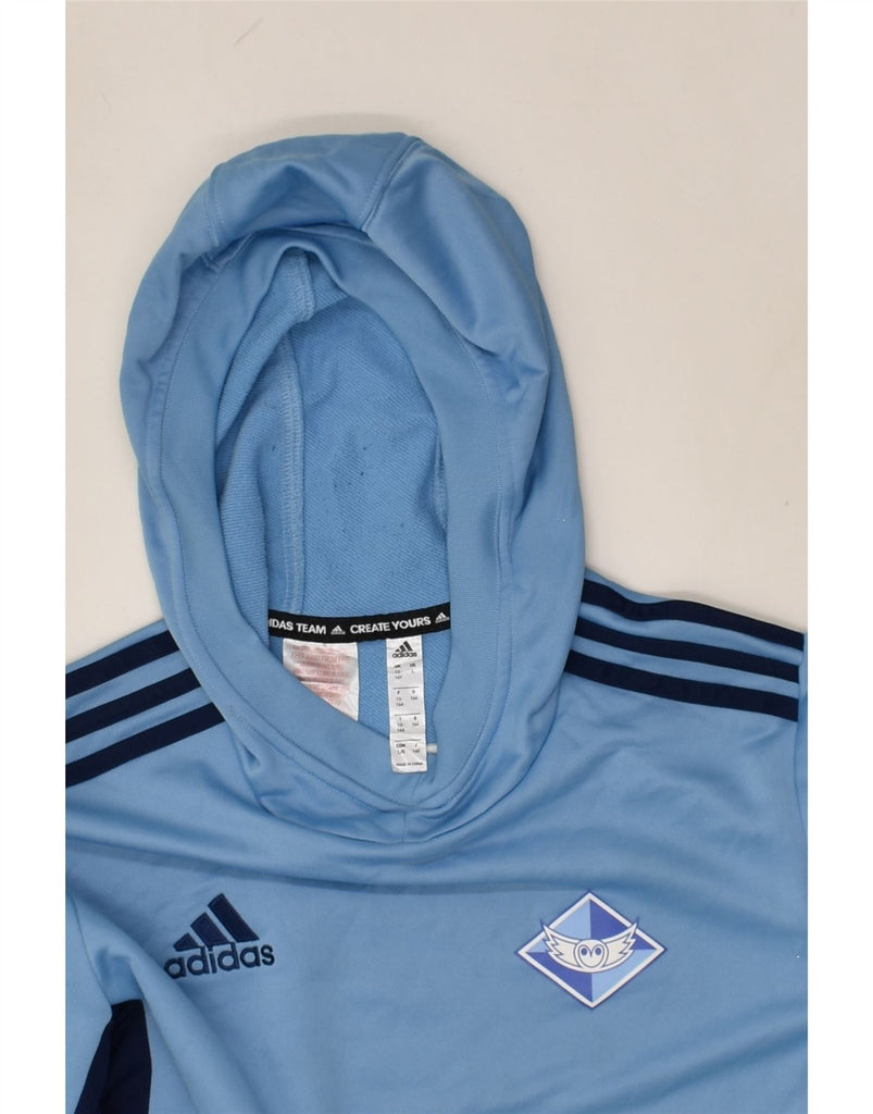 ADIDAS Boys Hoodie Jumper 13-14 Years Blue Polyester | Vintage Adidas | Thrift | Second-Hand Adidas | Used Clothing | Messina Hembry 