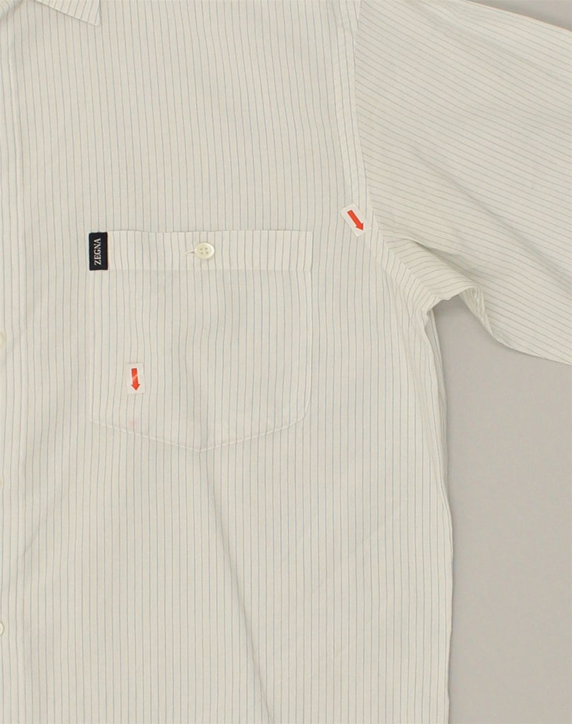 ERMENEGILDO ZEGNA Mens Shirt Medium White Polyurethane | Vintage Ermenegildo Zegna | Thrift | Second-Hand Ermenegildo Zegna | Used Clothing | Messina Hembry 