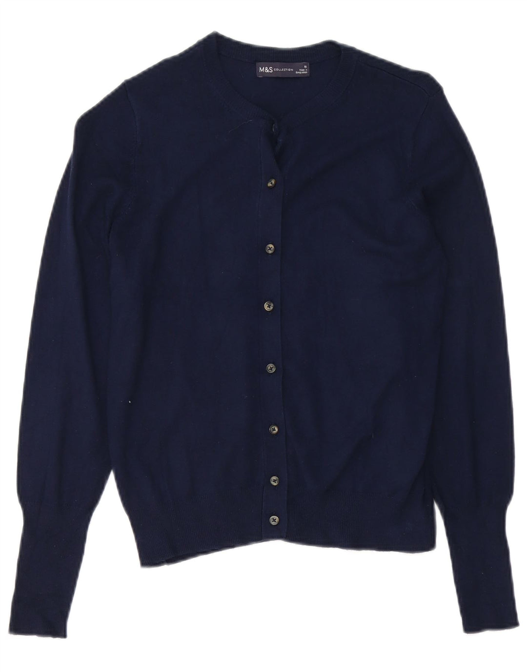 Marks & Spencer Womens Cardigan Sweater UK 10 Small Navy Blue Viscose