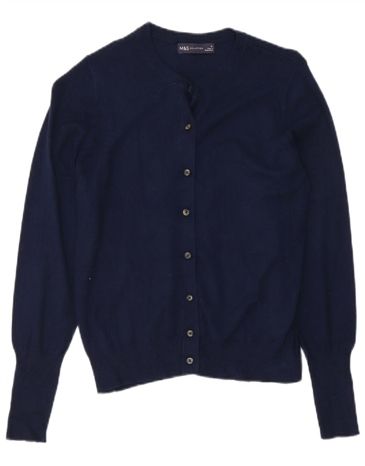 Marks & Spencer Womens Cardigan Sweater UK 10 Small Navy Blue Viscose