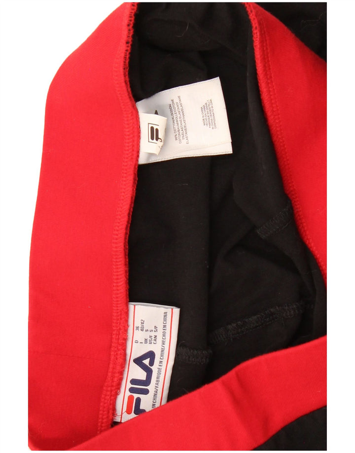 Fila Womens Graphic Leggings UK 8 Small Black Cotton