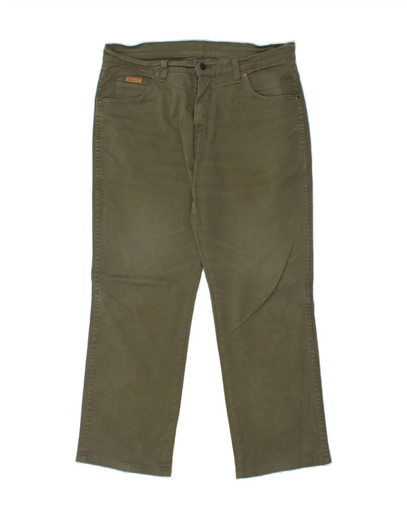 WRANGLER Mens Straight Casual Trousers W34 L28 Green Vintage Wrangler and Second-Hand Wrangler from Messina Hembry 