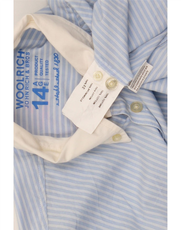 Woolrich Boys Shirt 13-14 Years Blue Pinstripe Cotton