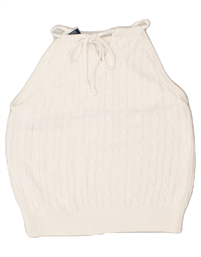 RALPH LAUREN Womens Vest Tank Top UK 14 Large White Linen | Vintage Ralph Lauren | Thrift | Second-Hand Ralph Lauren | Used Clothing | Messina Hembry 