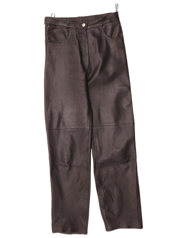 VINTAGE Womens Straight Trousers EU 40 Medium W28 L29 Black Leather