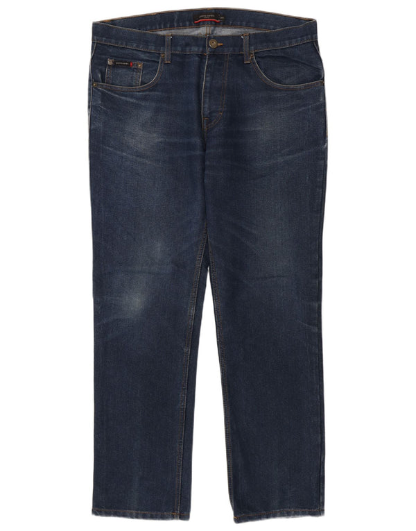 Pierre Cardin Mens Straight Jeans W36 L30 Navy Blue Cotton