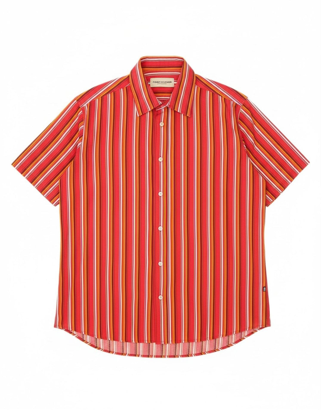 TOM TAILOR Mens Short Sleeve Shirt XL Red Striped Cotton