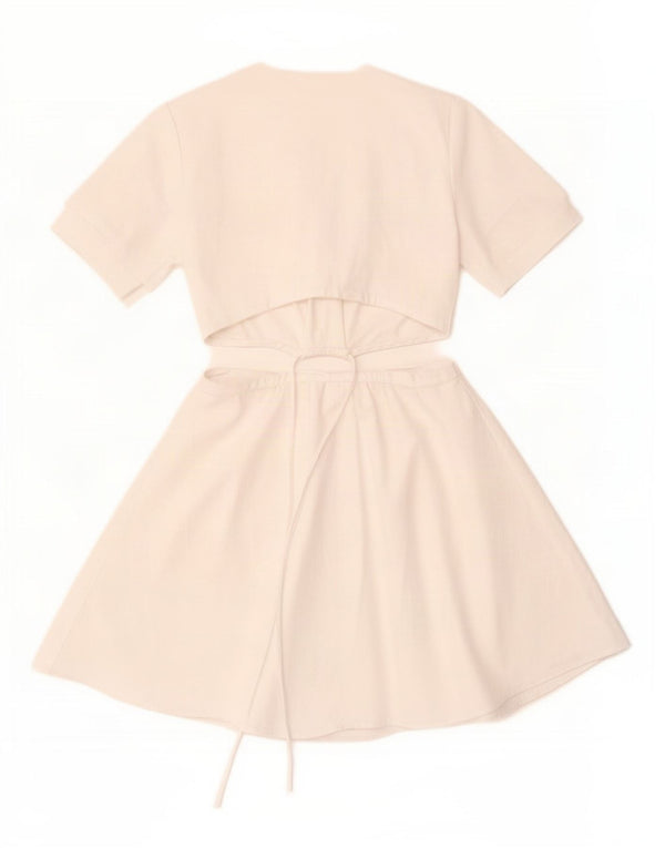 Zara Womens Cutout A-Line Dress UK 6 XS White Cotton