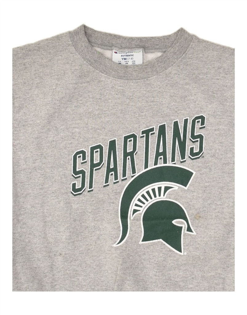 CHAMPION Boys Spartans Graphic Sweatshirt Jumper 7-8 Years Medium  Grey | Vintage Champion | Thrift | Second-Hand Champion | Used Clothing | Messina Hembry 