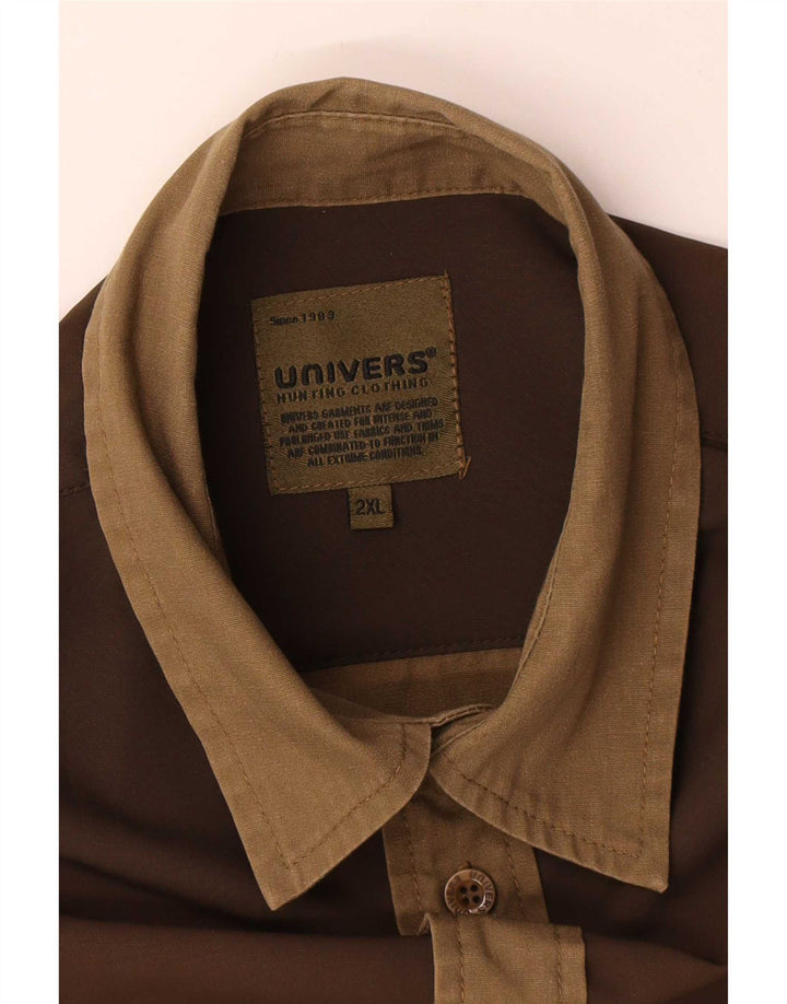 Univers Mens Shirt 2XL Brown Colourblock Polyester