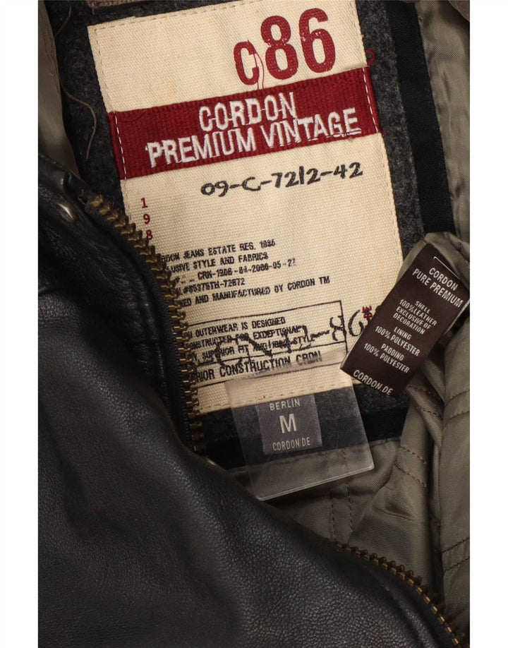 Cordon Mens Graphic Leather Jacket UK 38 Medium Black