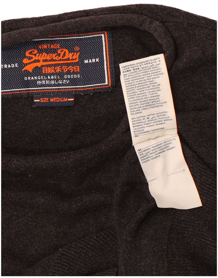 Superdry Mens Boat Neck Jumper Sweater Medium Grey Cotton