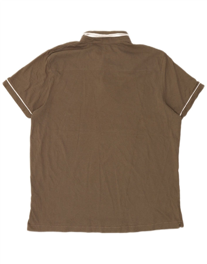 French Connection Mens Polo Shirt 2XL Khaki Striped Cotton
