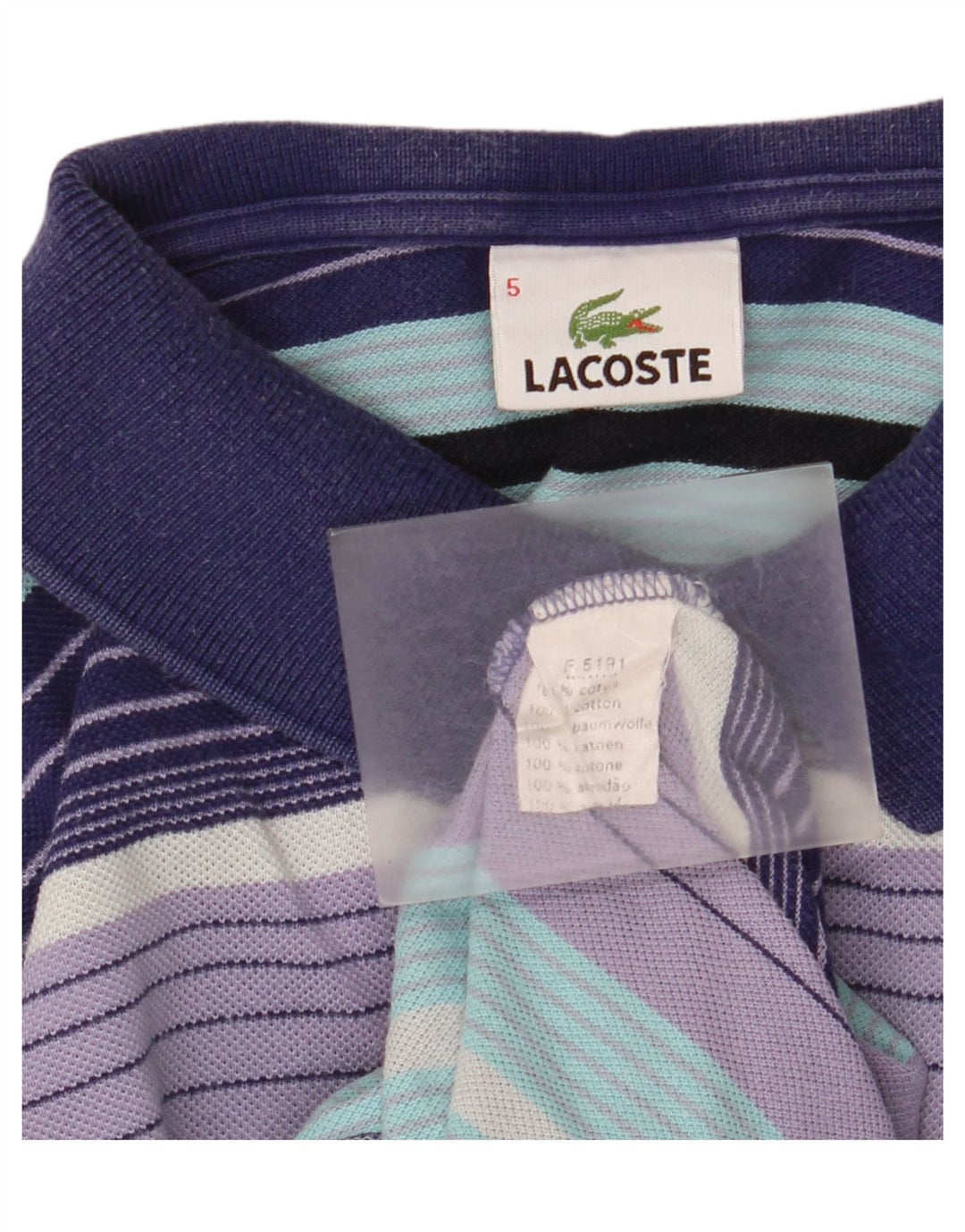 Lacoste Mens Polo Shirt Size 5 Large Multicoloured Striped Cotton