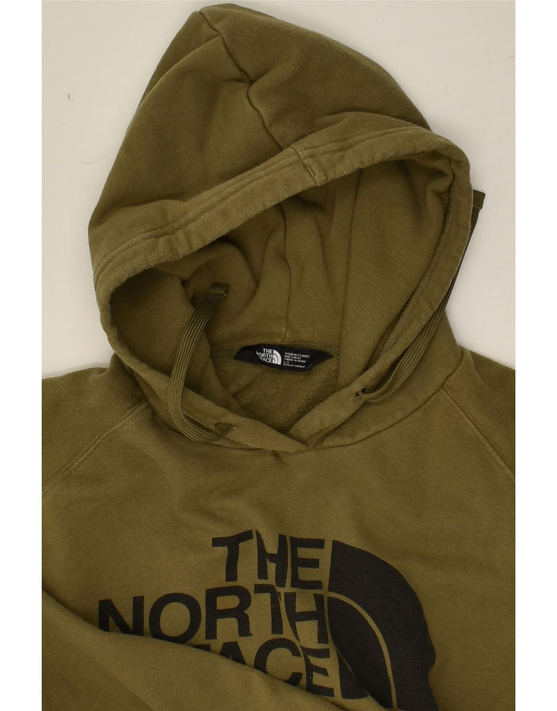 THE NORTH FACE Womens Graphic Hoodie Jumper UK 16 Large Khaki Cotton | Vintage The North Face | Thrift | Second-Hand The North Face | Used Clothing | Messina Hembry 
