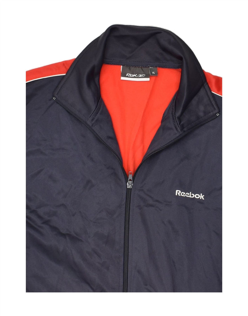 REEBOK Womens Tracksuit Top Jacket UK 18 XL Navy Blue Colourblock | Vintage Reebok | Thrift | Second-Hand Reebok | Used Clothing | Messina Hembry 