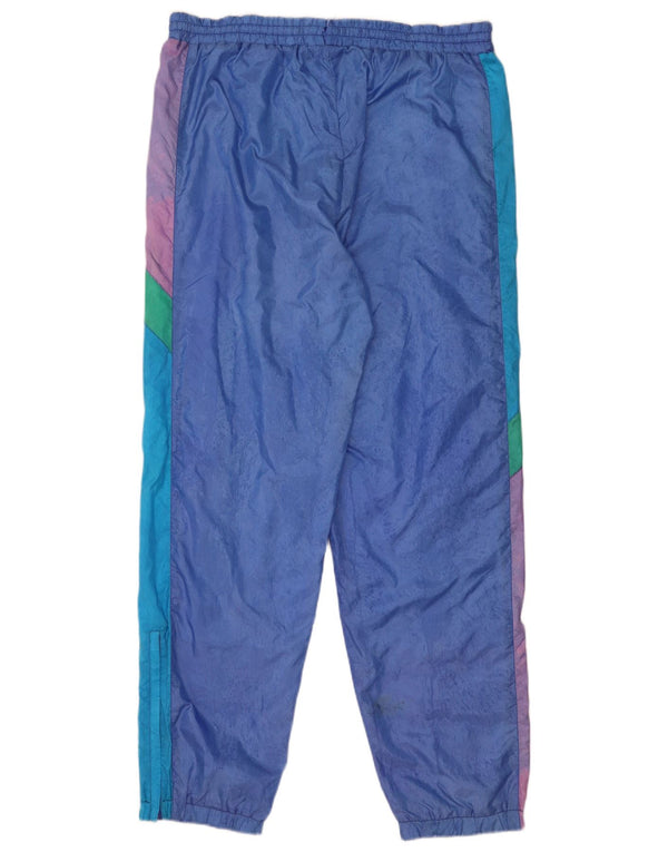 Flash Mens Tracksuit Trousers Joggers Large Blue Colourblock Nylon