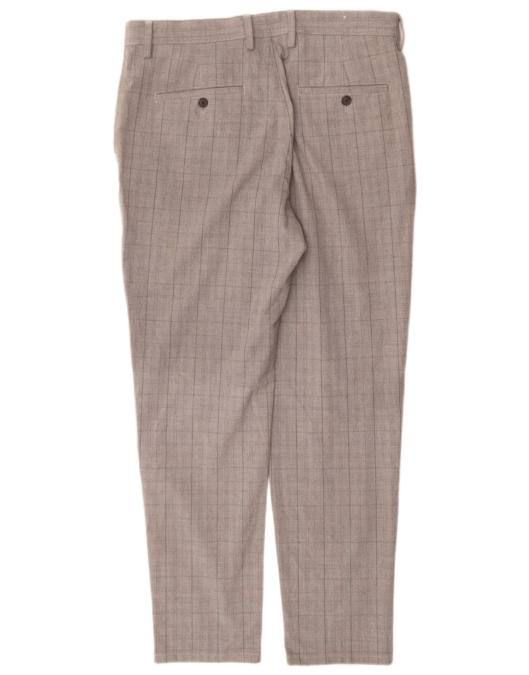 Zara Mens Slim Chino Trousers EU 42 Large W32 L30 Grey Check Polyester