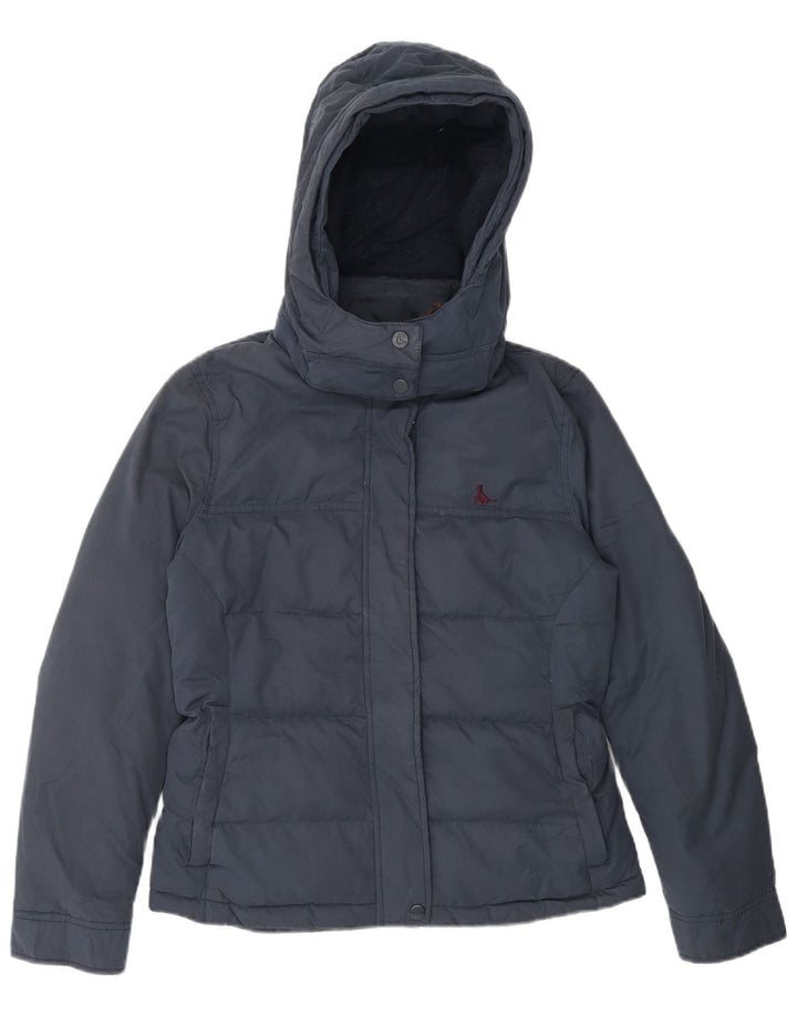 Jack Wills Womens Hooded Padded Jacket UK 8 Small Navy Blue Polyester