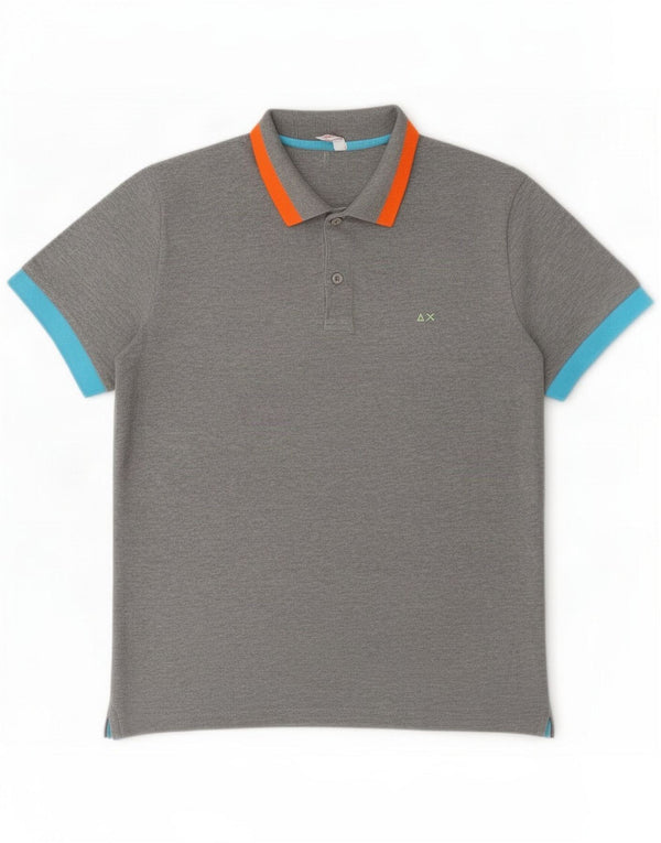 Sun68 Mens Polo Shirt Medium Grey Cotton