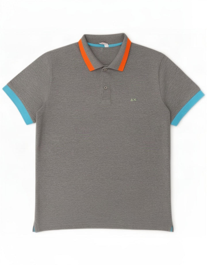 Sun68 Mens Polo Shirt Medium Grey Cotton