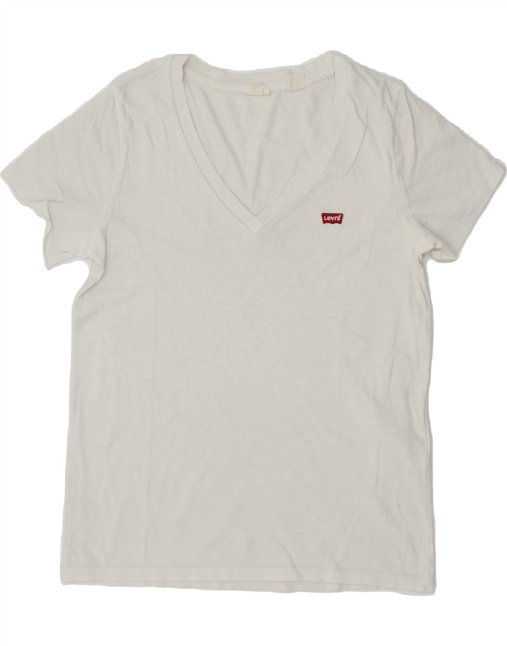 LEVI'S Womens T-Shirt Top UK 6 XS White Cotton Vintage Levi's and Second-Hand Levi's from Messina Hembry 