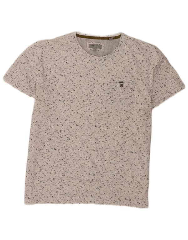 Ted Baker Mens T-Shirt Top Size 5 XL White Flecked Cotton