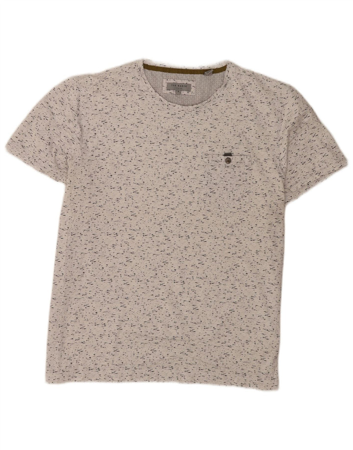 Ted Baker Mens T-Shirt Top Size 5 XL White Flecked Cotton
