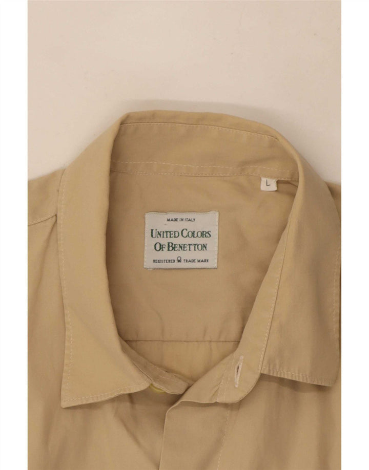 Benetton Mens Short Sleeve Shirt Large Beige
