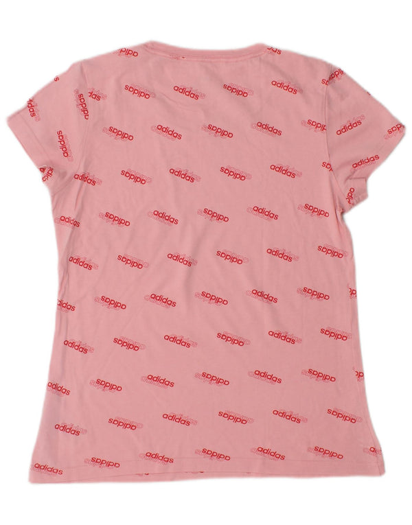 Adidas Girls Graphic T-Shirt Top 14-15 Years Pink Cotton