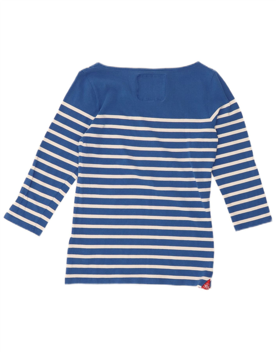 SUPERDRY Womens Perfect Fit Top 3/4 Sleeve UK 12 Medium Blue Striped