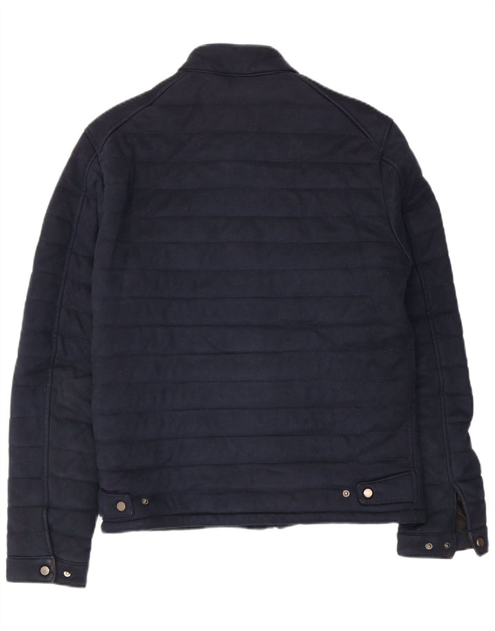 Zara Mens Padded Jacket UK 36 Small Navy Blue Polyester
