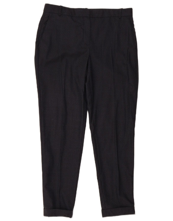 Massimo Dutti Womens Suit Trousers EU 38 Small W28 L26 Navy Blue Spotted