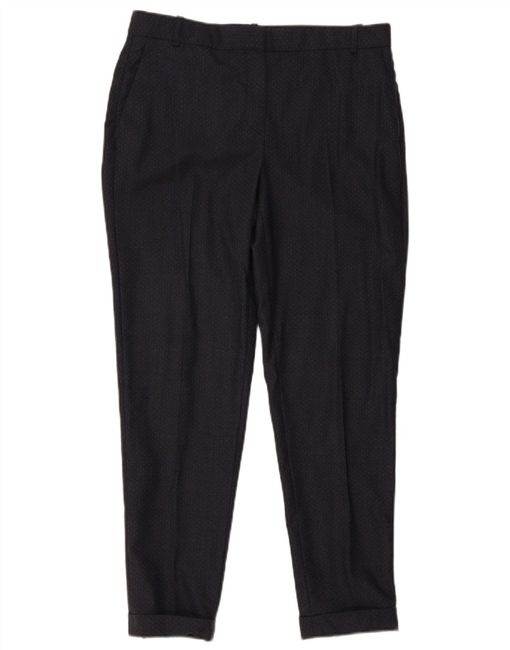 Massimo Dutti Womens Suit Trousers EU 38 Small W28 L26 Navy Blue Spotted