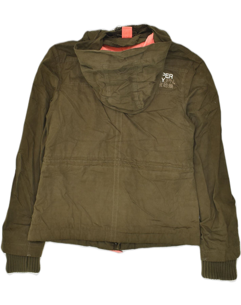 SUPERDRY Womens Hooded Windbreaker Jacket UK 10 Small Khaki Polyester | Vintage Superdry | Thrift | Second-Hand Superdry | Used Clothing | Messina Hembry 