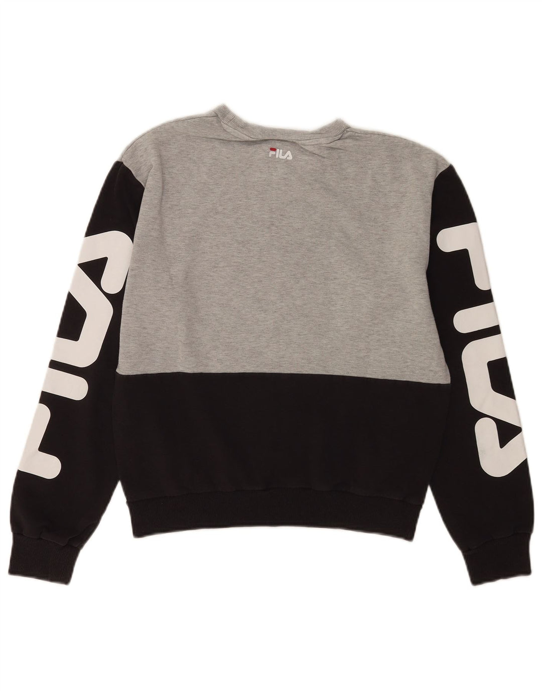 Fila Womens Graphic Sweatshirt Jumper UK 10 Small Grey Colourblock