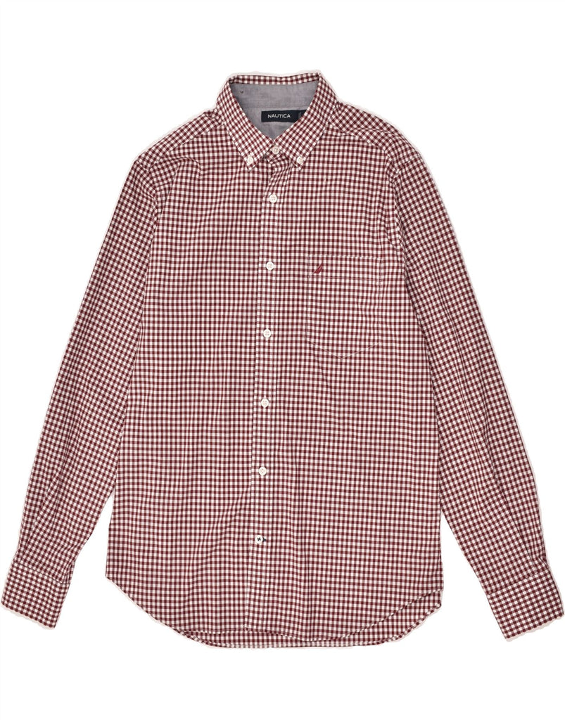 NAUTICA Mens Shirt Medium Burgundy Gingham Cotton | Vintage Nautica | Thrift | Second-Hand Nautica | Used Clothing | Messina Hembry 