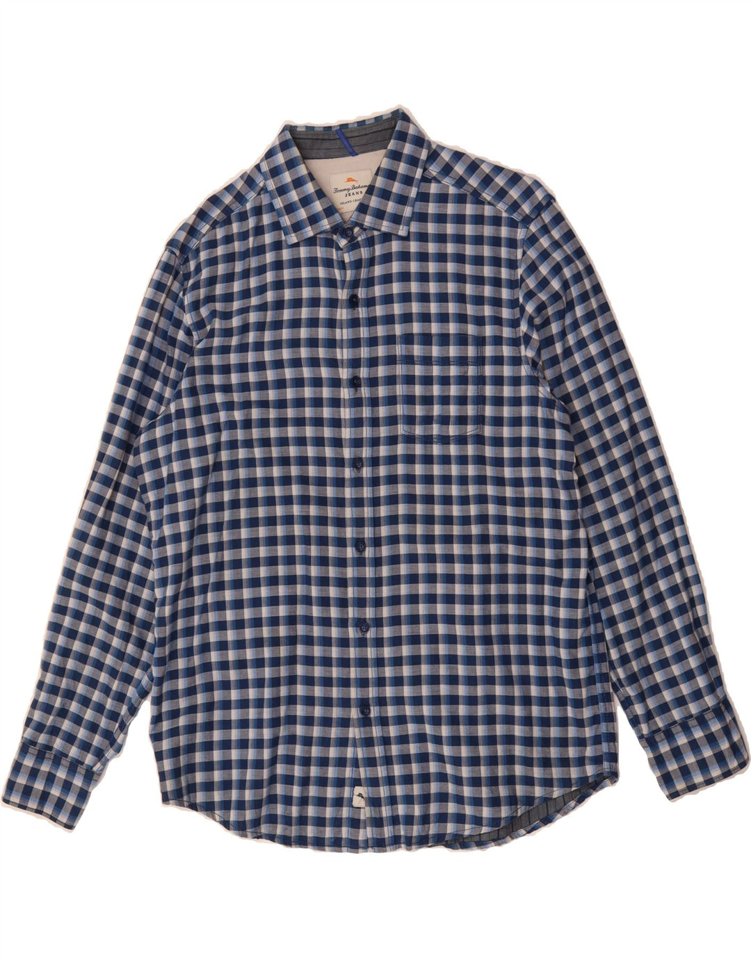 TOMMY BAHAMA Mens Shirt Medium Blue Check Cotton Vintage Tommy Bahama and Second-Hand Tommy Bahama from Messina Hembry 
