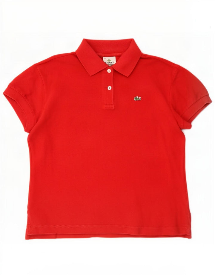 Lacoste Womens Crop Polo Shirt Size 40 Medium Red Cotton