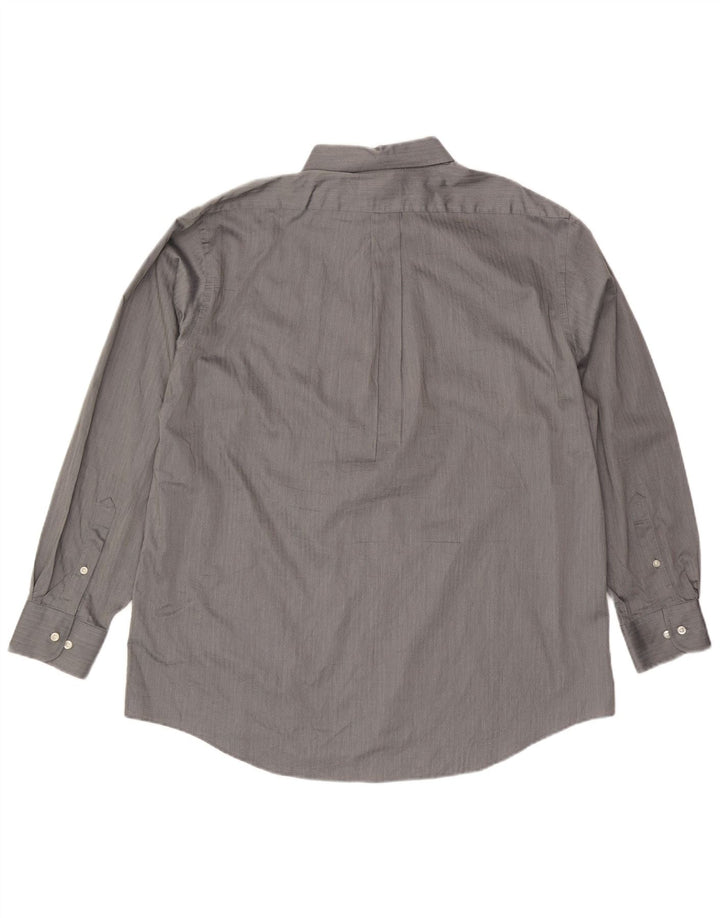 CHAPS Mens Regular Fit Shirt Size 17 1/2 XL Grey Herringbone Cotton