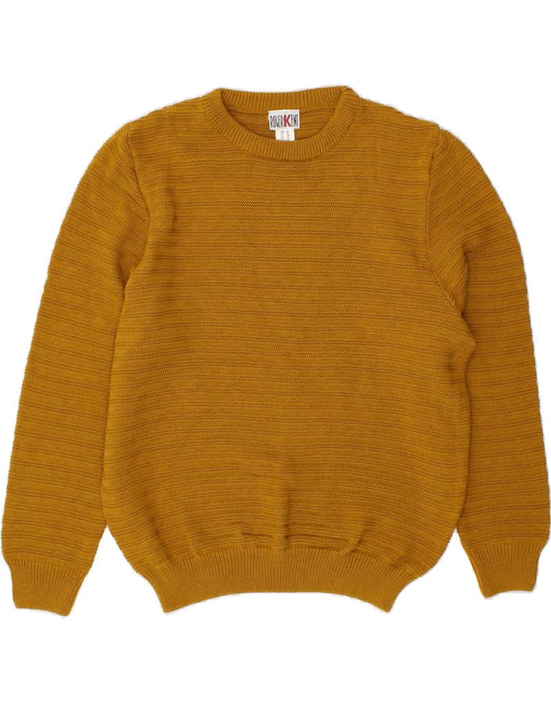 ROGER KENT Mens Crew Neck Jumper Sweater UK 38 Medium Yellow Acrylic Vintage Roger Kent and Second-Hand Roger Kent from Messina Hembry 