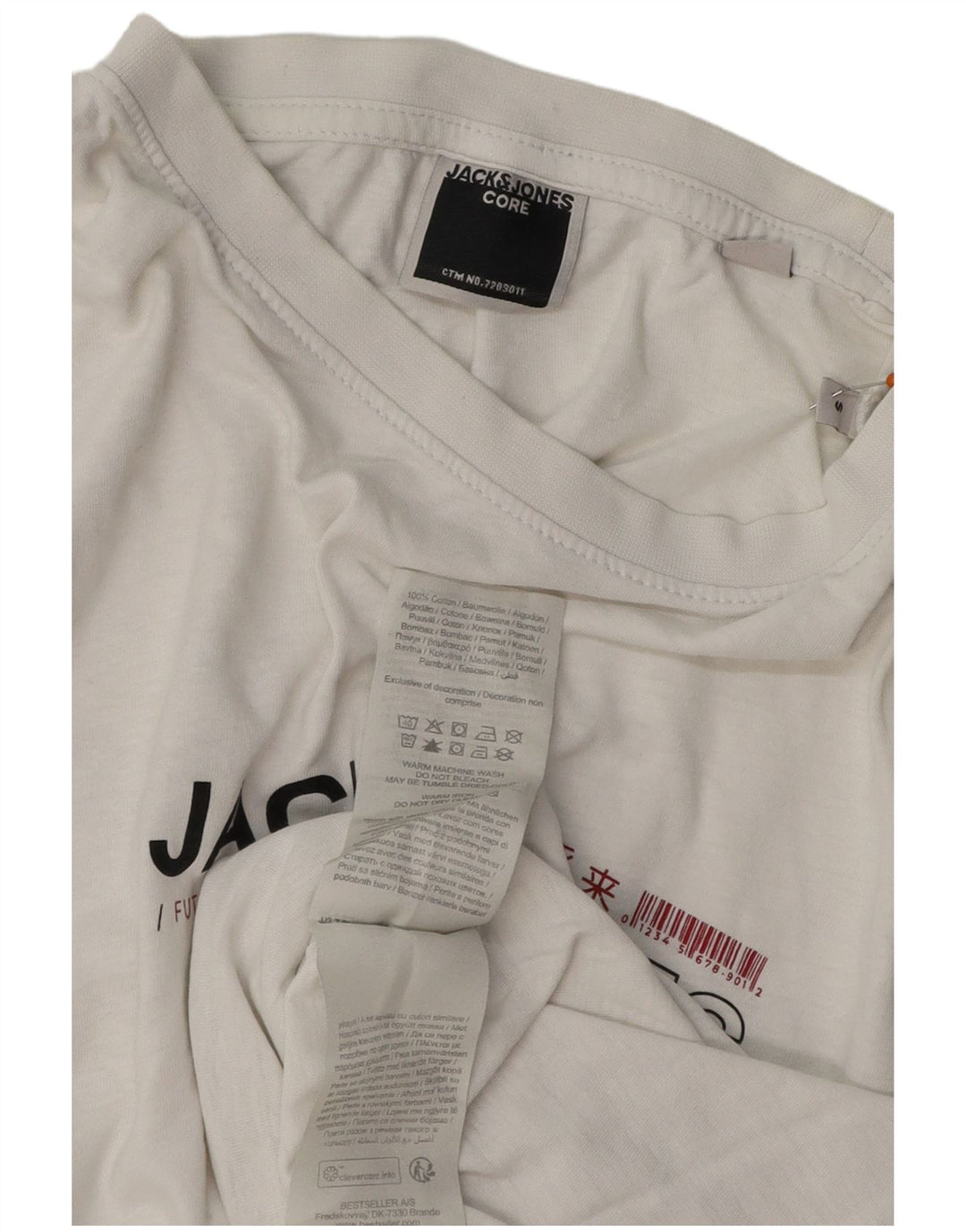 JACK & JONES Mens Graphic T-Shirt Top Small White Cotton